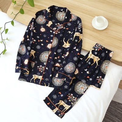 Lente en Zomer Nieuw 100% Viscose Pyjama Tweedelig Lange Mouw Broek Dames Bloemen Comfortabel Plus Size Homewear Pak XL
