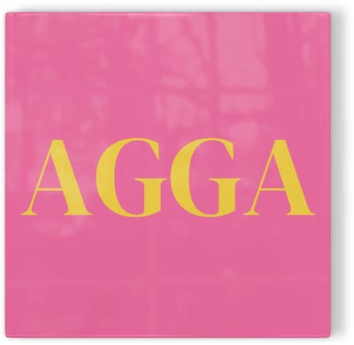 Tegeltje Den Haag Agga - roze geel - tegeltje stad - tegeltje met tekst