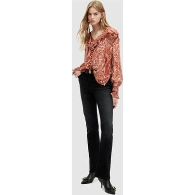 AllSaints Phoebe Waimea Top Red Clay Größe: 6 | Longsleeves Outlet | Damen | Rot
