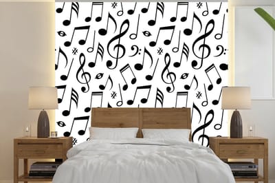 Behang - Fotobehang Muziek - Patronen - Zwart Wit - Breedte 240 cm x hoogte 240 cm