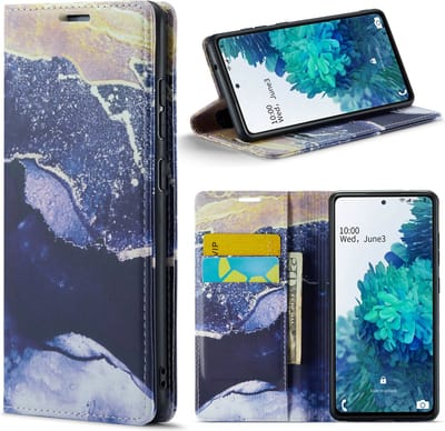 Casemania Hoesje Geschikt voor Samsung Galaxy A14 - Blue Sodalite - Marmer Portemonnee Book Case