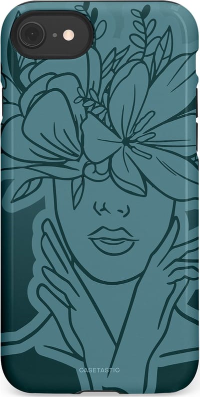 Casetastic hoesje geschikt voor Apple iPhone SE / Apple iPhone 7 / Apple iPhone 8 - Dubbellaagse bescherming - Flora Femme - Fashion Case - Petrol Donkergrijs Grijs
