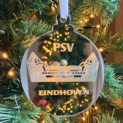 Kersthanger | Kerstbal | Voetbal | PSV | Eindhoven | Philips stadion | Zilver