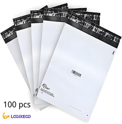 Verzendzakken (M) 100 stuks - 340 x 350 mm - verzendenvelloppen - zelfklevend - wit - webshop verzendzakken - voor kleding/webshop - 50 mm klep - 80% PCR - 70 micron - delivery bag