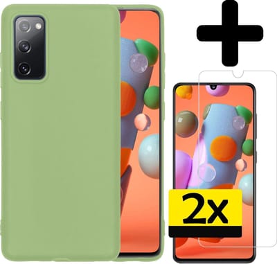 Hoesje - Met 2x Screenprotector - Geschikt voor Samsung Galaxy A41 - Sterk & Shockproof - Back Cover - Siliconen Case - Telefoon Hoes - Telefoonhoesjes - Groen