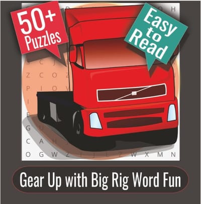 Famanu – Truck woordzoeker puzzelboek, ontspannende puzzels met trucks en snelwegen
