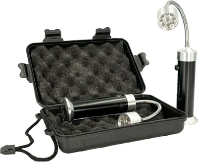Intirilife Magnetische Set van 2 LED BBQ Lampen Aluminium Alloy Grill verlichting in Zwart - Zilver - 24.6 x 3.9 cm - Voor een goede zichtbaarheid bij het barbecueën, kamperen of werken