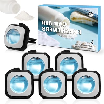 Auto luchtverfrisser met clips, geurinterieur en autoparfum - Babypoeder geur, 4 ml x 6 stuks, bestrijdt ongewenste geuren in de auto