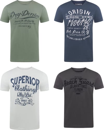 riverso Heren T-Shirt RIVLeon 4 Pack regular fit Veelkleurig S Ronde Hals Volwassenen - gemaakt van 100% katoen
