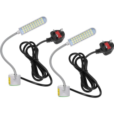 Lampe pour Machine à coudre à 30LED, Base magnétique, luminaire LED, Tube Flexible et pliable, 2 pièces UK Plug multicolore