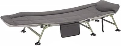 Opvouwbaar campingbed - Veldbed matras - Comfortabel slapen - Verstelbare rugleuning - 188 x 63 cm - Grijsgroen