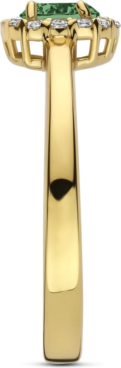 New Bling - 9NB-1539-58 -zilveren ring met witte en groene zirkonia - 925 sterling silver - gold plated