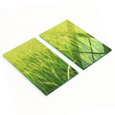 Keukenplanken van gehard glas met afbeelding, 2 stuks, rijstveld, 2x30x52 cm