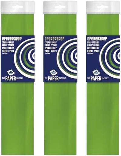 Crepe papier platte vellen - 5x - limegroen - 250 x 50 cm - Knutselen met papier - Knutselspullen