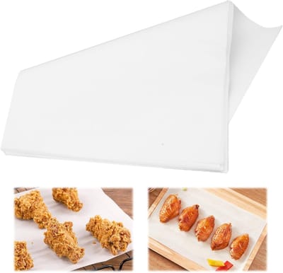 100 Vellen Voedselwaspapier 20 x 30 cm, Vetvrij, Waterdicht en Niet Plakband voor Burgers, Grillen en Bakken