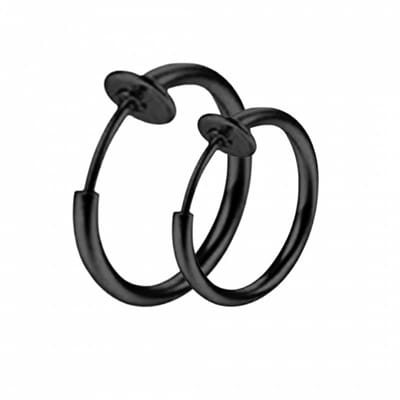 Fake Oorring -16 en 22 mm-zwart-Charme Bijoux