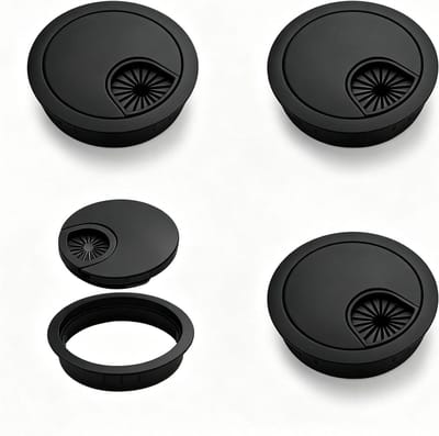 Bureaukabeldoorvoer Ø 50 mm, zwarte ronde kabeldoorvoer voor tafel en werkbank, zinklegering, ideaal voor kabelbeheer en organisatie