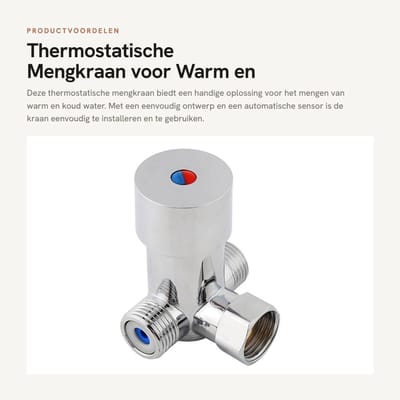 Dailygoods- Mengkraan Thermostatisch - Messing Materiaal - Automatische Sensor - G1/2 Aansluiting - Terugslagkleppen - Eenvoudige Installatie - Kraan