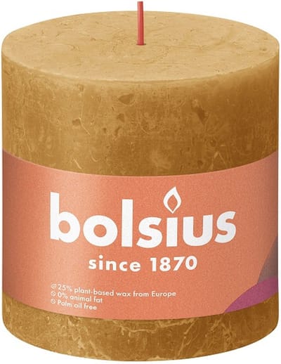 3 stuks Bolsius geel rustiek stompkaars 100/100 (62 uur) Eco Shine Honeycomb Geel