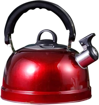 Fornuis Ketel - Theepot Waterkoker - Heet Water Maken - Fluitend Geluid - 3L Capaciteit - Rood