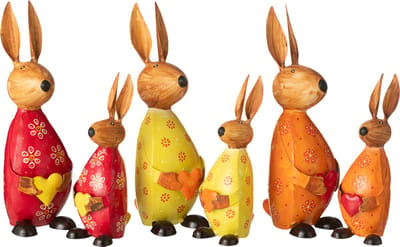 J-Line figuur Konijn Met Hart - ijzer - mix - large - 3 stuks