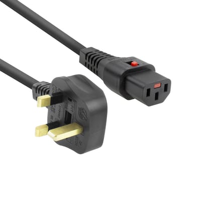 ACT Netsnoer UK male - C13 IEC Lock zwart 2 m, PC980 AK5059