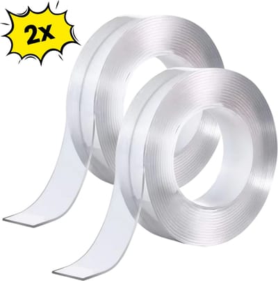 2x Solusia Nano Tape - 10 Meter - Extra Sterk - A+ Kwaliteit - Dubbelzijdige Tape Transparant - Montagetape Herbruikbaar - Klus Reparatie Tape Dubbelzijdig - 20 mm Breed