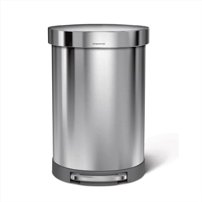 Simplehuman Halfronde Pedaalemmer - 60 Liter - Met zakkenrand - Geborsteld roestvrij staal