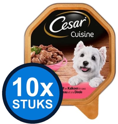 10x Cesar Cuisine - Kalf & Kalkoen - Hondenvoer - 150g