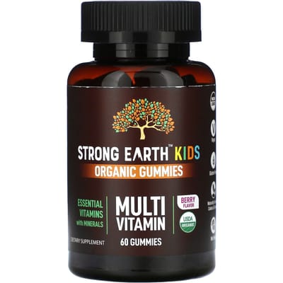 YumVs, Strength Earth gommes biologiques pour enfants, multivitamines, saveur baie, 60 gommes