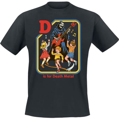 Steven Rhodes - Fun T-shirt - D Is For Death Metal - M - voor Mannen - zwart