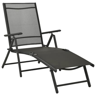 vidaXL - 3-delige - Loungeset - textileen - en - aluminium - zwart
