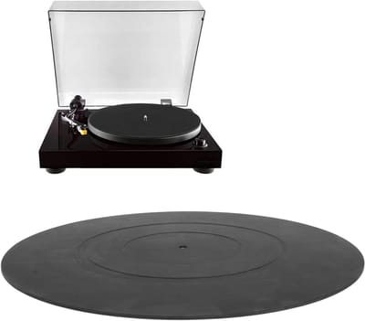 Draaibare Plaatmat - Antislipmat Draaitafel - Platen Beschermen - Antistatisch Rubber - 30.5 cm - Zwart