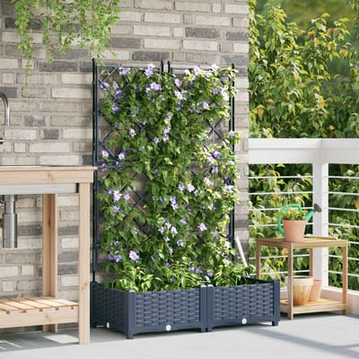 vidaXL - Tuin - Plantpot - 2 - pcs - Grijs - 80 - x - 40 - x - 125,5 - cm - Kunststof