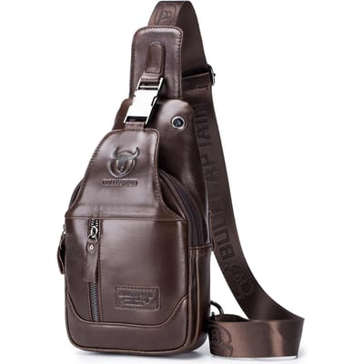 Heren leren slingtas waterdichte crossbody-rugzak borst-schouderrugzak voor wandelen fietsen