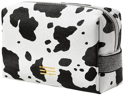 Dailygoods- Make-uptas Waterdicht - Make-uptas Dames Klein - Make-uptas met Spiegel - Cosmetische Tas - Koe Print - Grote Capaciteit - Cosmetica Tas