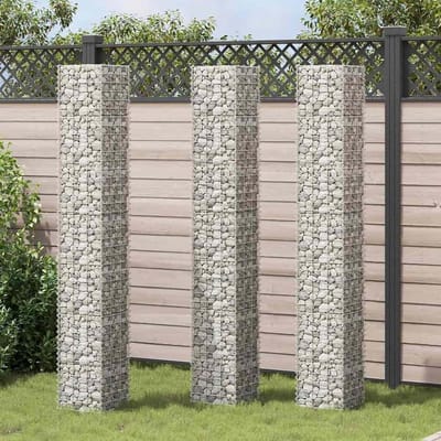 Schanskorven Verhoogd Bed - Stenen Mand - Tuin Decoratie - Stabiele Constructie - 3 Stuks 200 cm - Zilver