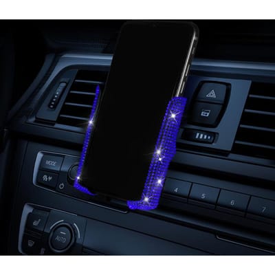 1 stuks Strass Decor Plastic Auto Telefoonhouder blauw