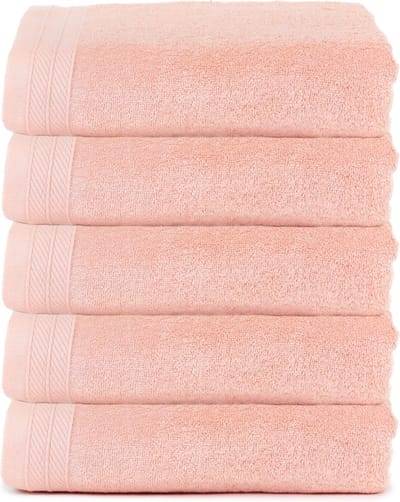 The One Towelling Organische Handdoeken Set - 5 Stuks - 50 x 100 cm - Hotelkwaliteit - Handdoekenset - Badhanddoek - 550gr/m2 - Katoen - Zalmroze