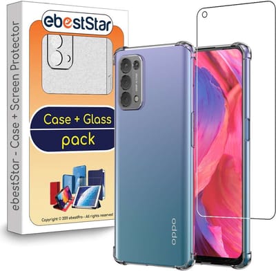 ebestStar - Hoes geschikt voor Oppo A54 5G, A74 5G, Silicone Slim Cover Case, Versterkte Hoeken en Randen hoesje, Transparant + Gehard Glas