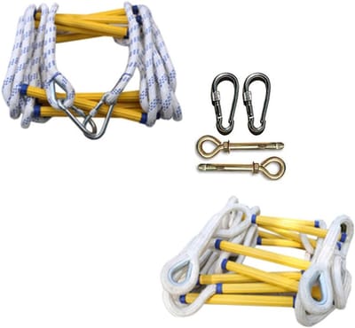 Veiligheidstouwladder - Noodladder Huisladder - Snelle Evacuatie - Extra Sterk Draagvermogen - 20 Meter Lengte - Blauw
