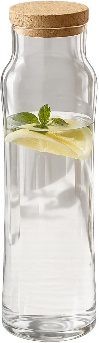 Secret de Gourmet Water Karaf - afsluitdop van kurk - glas - 1 Liter - schenkkan - waterkan
