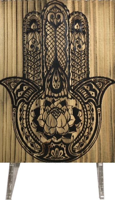 CharredArt - Houten Bord Hamsa hand | Hout kunst - Huis decoratie woonkamer - Wanddecoratie accessoires - Kamer interieur decoraties