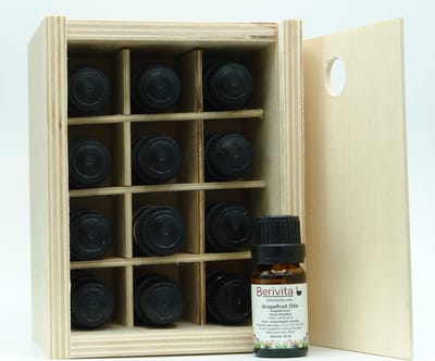 12x 10ml Etherische Oliën met Stevige Houten Opbergkist - 100% Zuiver en Puur - Voordeelpakket Essentiële Olie