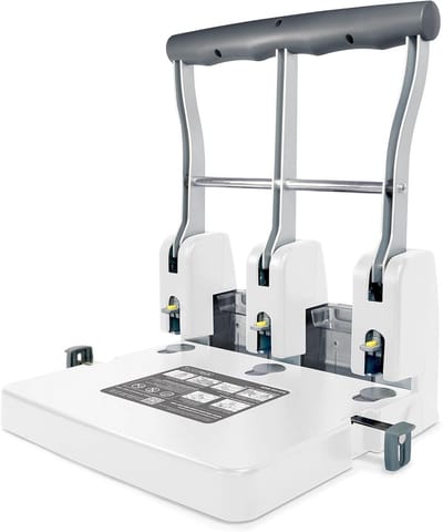 Krachtperforator 3 Gaten - Papier Perforator - Documenten Organiseren - Minder Inspanning Mechanisme - 100 Vellen Capaciteit - Zacht Wit