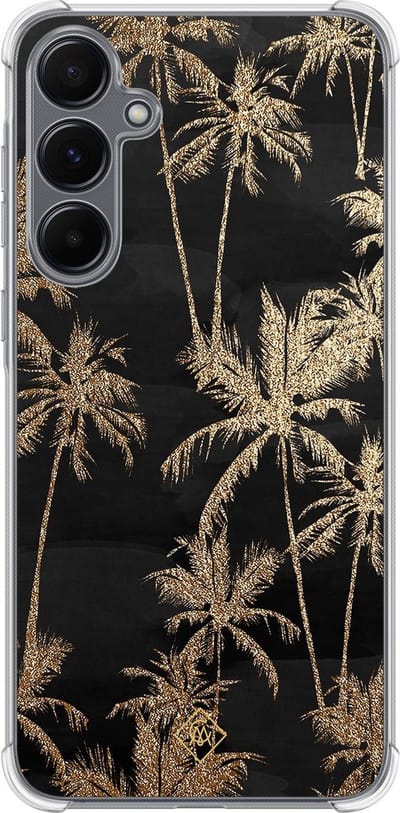 Casimoda® hoesje - Geschikt voor Samsung Galaxy A35 5G - Palmbomen - Shockproof case - Extra sterk - TPU/polycarbonaat - Zwart, Transparant