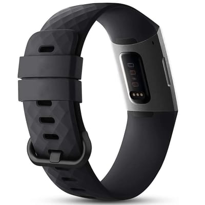 Siliconen bandje - Geschikt voor Fitbit Charge 3/ Charge 4 - Zwart