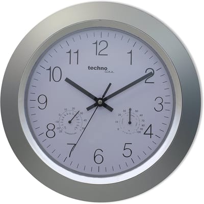 Ronde Wandklok met Binnen-/Buitentemperatuur en Luchtvochtigheid - Zilverkleurig