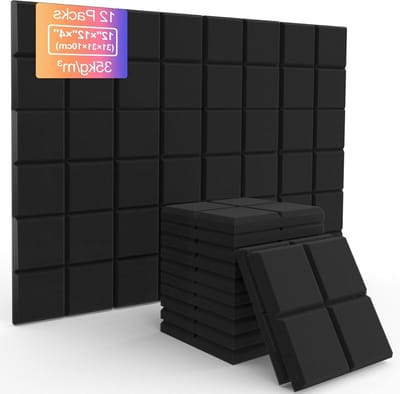 Akoestische panelen van schuim 12 stuks met stickers - Geluidsisolatie voor opnamestudio podcasts YouTube-kamer