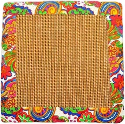 Zitkussen – Koelend matkussen – 42×42 cm – Lichaamsmassageset – Koelend zitkussen – Rotan – Ademend kussen voor kantoor en thuis – Met patroon